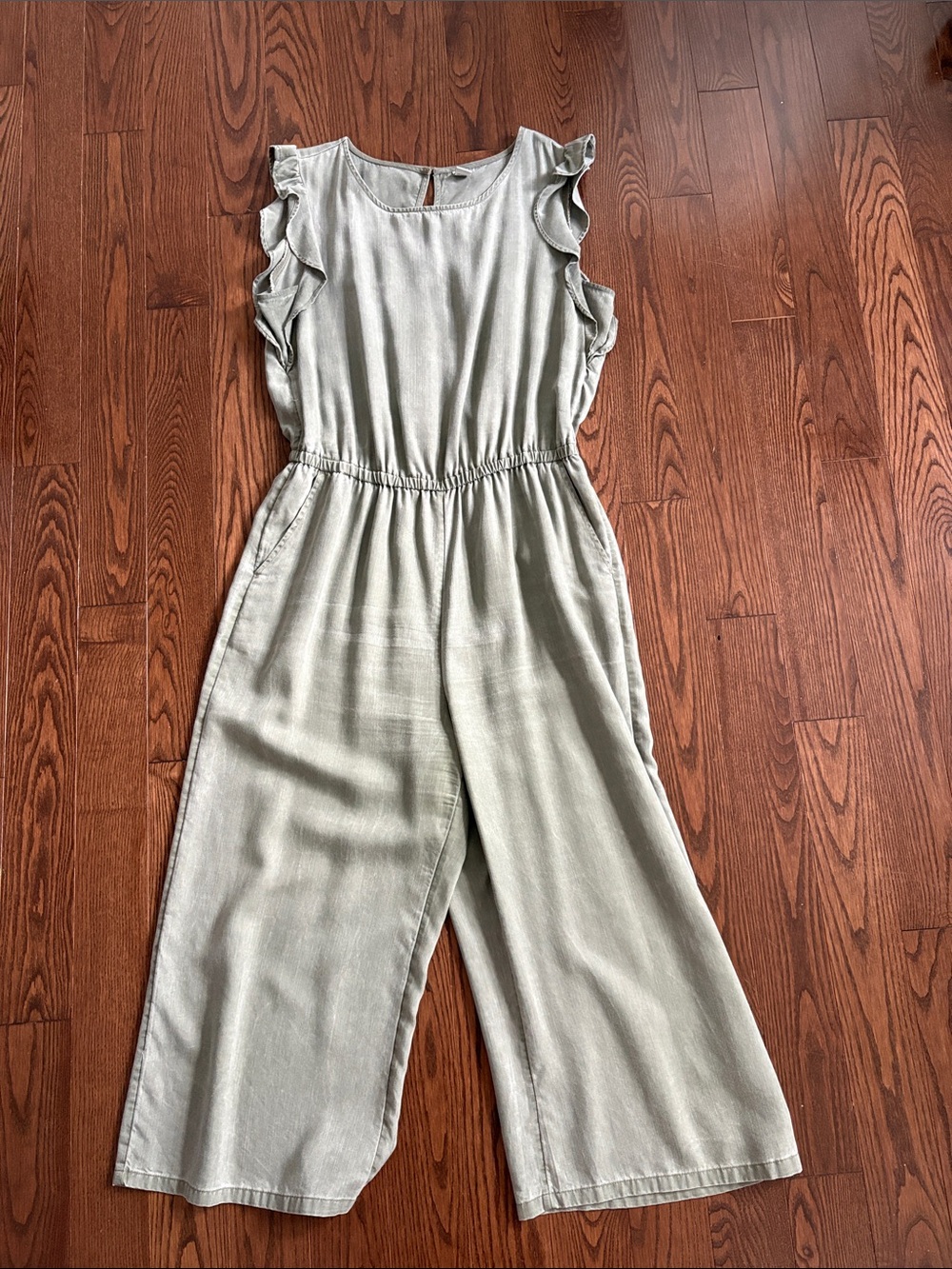 Old Navy Sage Green Ruffle-Sleeve Wide-Leg Jumpsuit